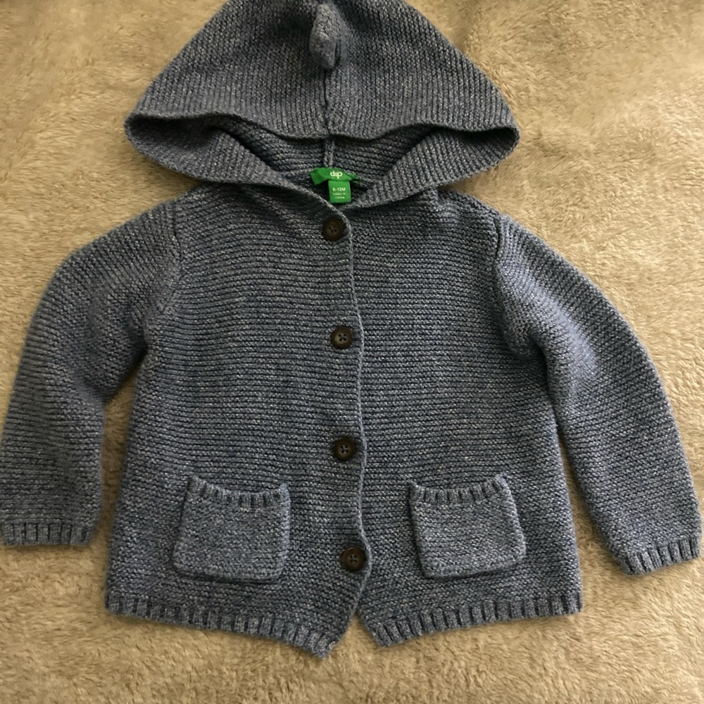 dip Heathered Gray Hooded Knit Cardigan for Baby
